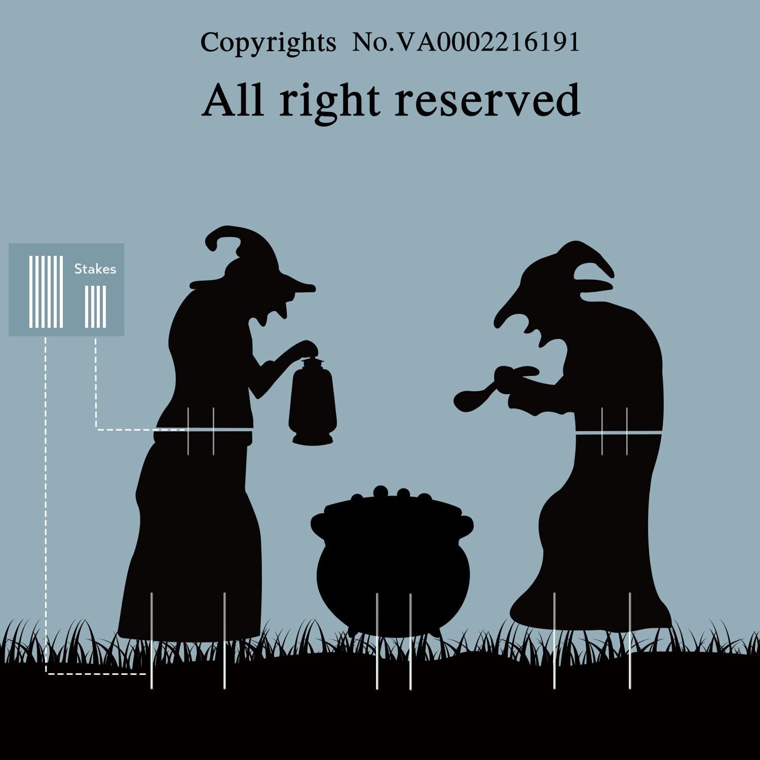 Witch Halloween Decorations Outdoor, 2 Large Black Witches with Cauldron, Scary Silhouette Yard Signs with Stakes, Corrugated Plastic, Waterproof Lawn Decorations for Kids Family Home Party
