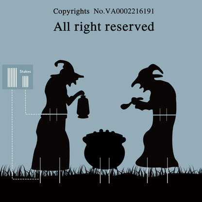 Witch Halloween Decorations Outdoor, 2 Large Black Witches with Cauldron, Scary Silhouette Yard Signs with Stakes, Corrugated Plastic, Waterproof Lawn Decorations for Kids Family Home Party