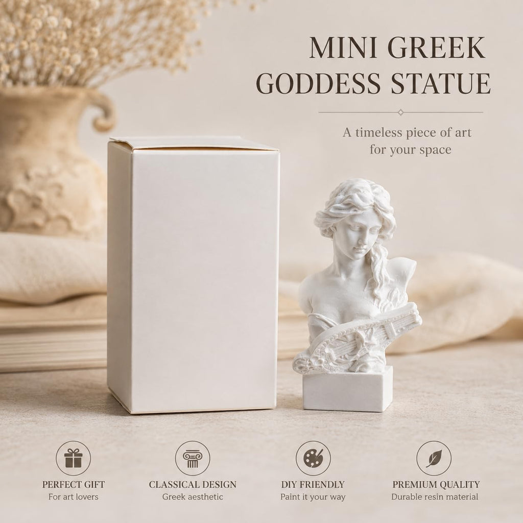Resin Bust Statue 2.95 Inch Plaster Figurines Mini Home Decoration Sculpture White for Art Hobbyist-Artemis, Home Decoration