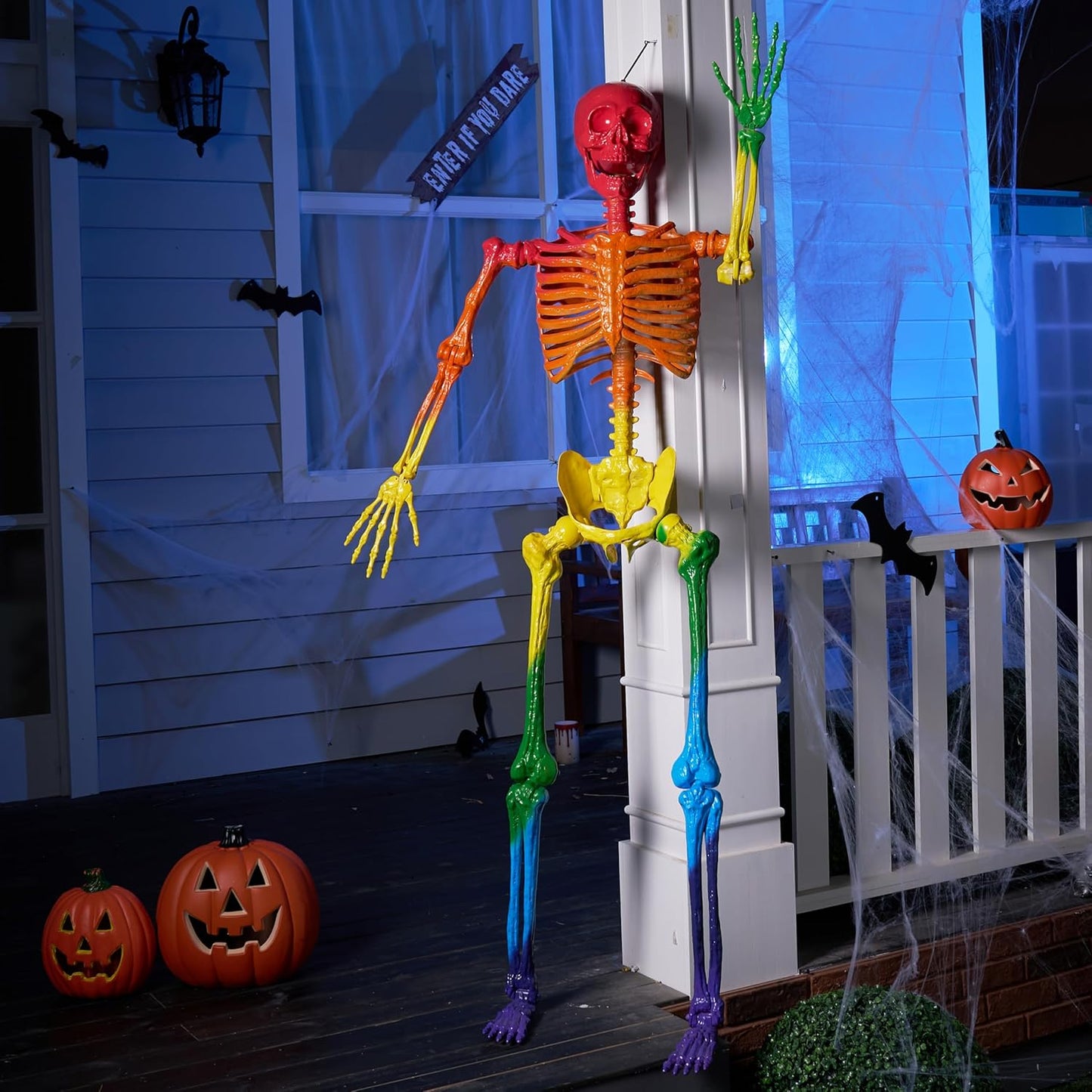5.6 FT Halloween Posable Life Size Skeleton, Full Body Realistic Bones with Mova