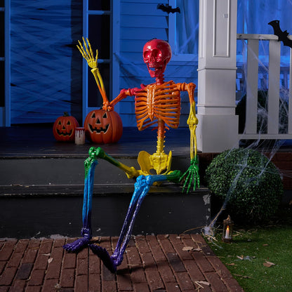 5.6 FT Halloween Posable Life Size Skeleton, Full Body Realistic Bones with Mova