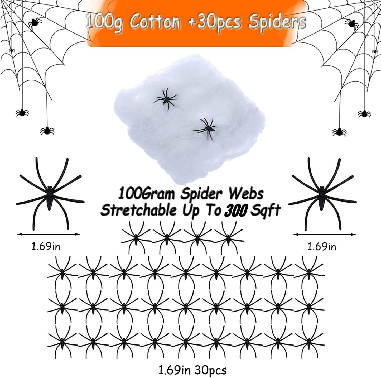 Spider Webs Halloween Decorations,300Sqft Spider Webs