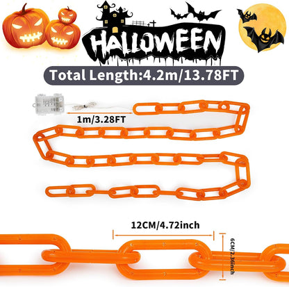 Halloween Chain String Lights, 175 LED 13.7FT Orange Battery USB