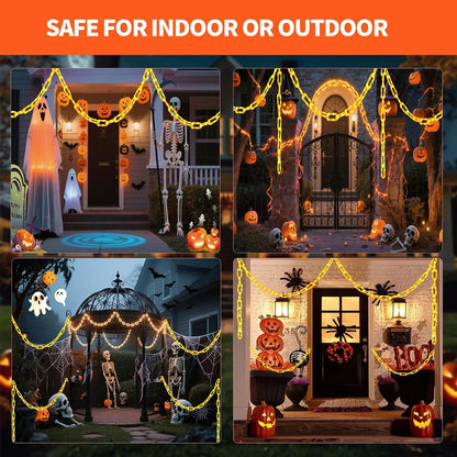 Halloween Chain String Lights, 175 LED 13.7FT Orange Battery USB