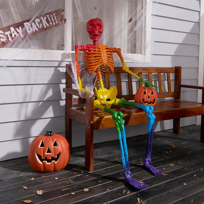 5.6 FT Halloween Posable Life Size Skeleton, Full Body Realistic Bones with Mova