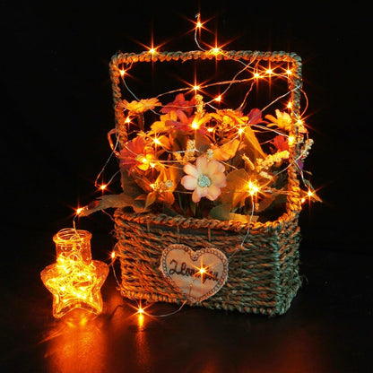 6 Pack Fairy Lights Battery Operated 7Ft 20 LED Mini String Lights Silver Wire Firefly Starry Moon Twinkle Lights for Halloween Mason Jars Party Christmas Centerpiece Table Decorations, Orange