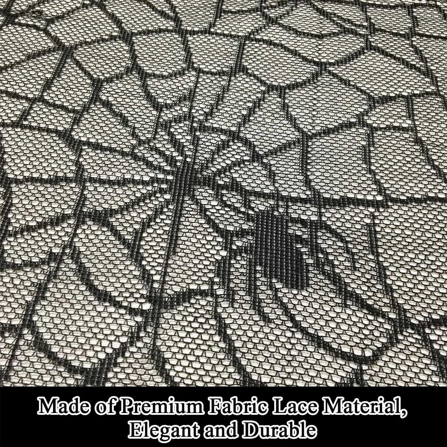 Halloween Tablecloth - Gothic Black Lace Spider Web Table Cover for Halloween Masquerade, Dinner Party, Scary Movie Nights Table Decorations - 53X68 Inches