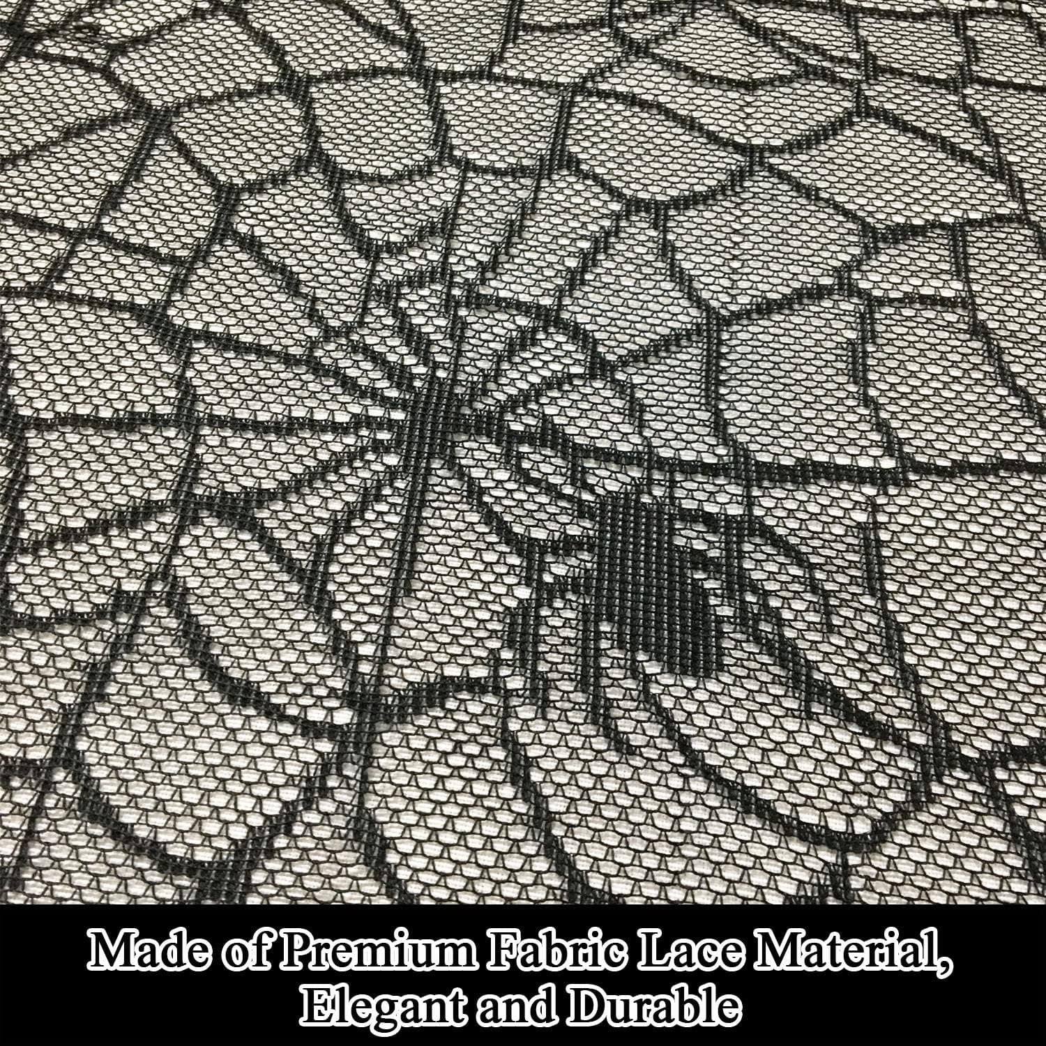 Halloween Tablecloth - Gothic Black Lace Spider Web Table Cover for Halloween Masquerade, Dinner Party, Scary Movie Nights Table Decorations - 53X68 Inches