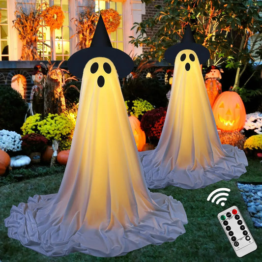 2 Packs Halloween Decorations Outdoor Cute Glow Indoor Spooky Ghost Scary Ghosts Decor for Yard Garden Home Birthday Decoration