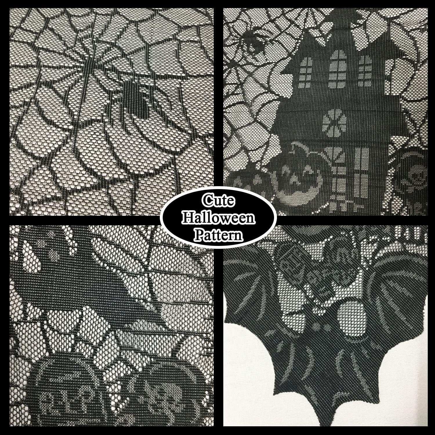 Halloween Tablecloth - Gothic Black Lace Spider Web Table Cover for Halloween Masquerade, Dinner Party, Scary Movie Nights Table Decorations - 53X68 Inches