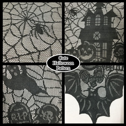 Halloween Tablecloth - Gothic Black Lace Spider Web Table Cover for Halloween Masquerade, Dinner Party, Scary Movie Nights Table Decorations - 53X68 Inches