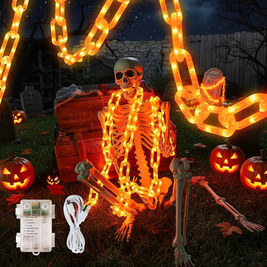 Halloween Chain String Lights, 175 LED 13.7FT Orange Battery USB